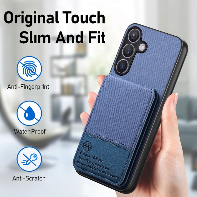 Coque Samsung Galaxy A27 tissu RFID PC TPU porte-cartes