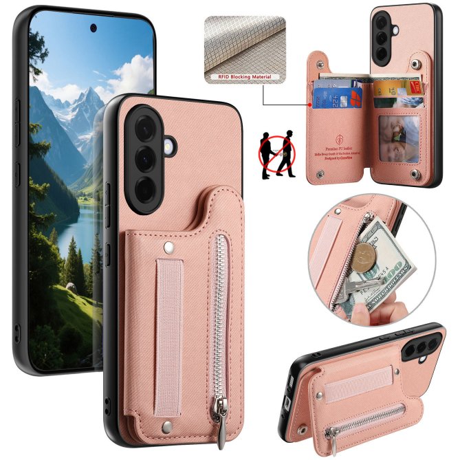 Housse Samsung Galaxy A27 RFID jeans élastique dragonne poignet