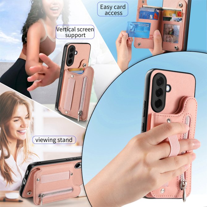 Housse Samsung Galaxy A27 RFID jeans élastique dragonne poignet