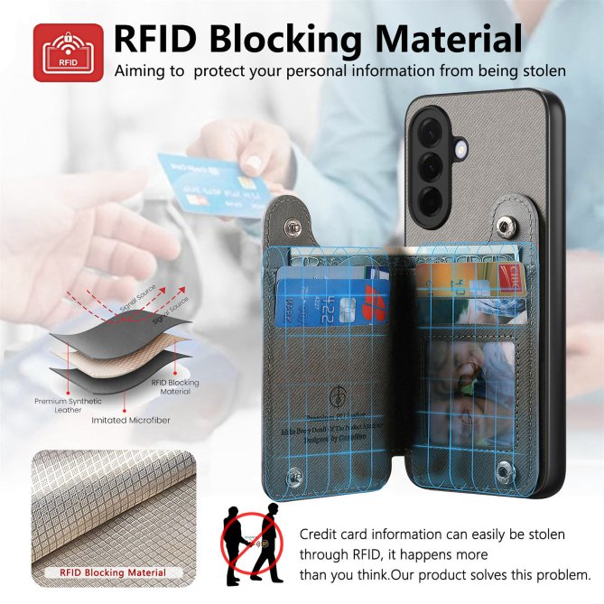 Housse Samsung Galaxy A27 RFID jeans élastique dragonne poignet