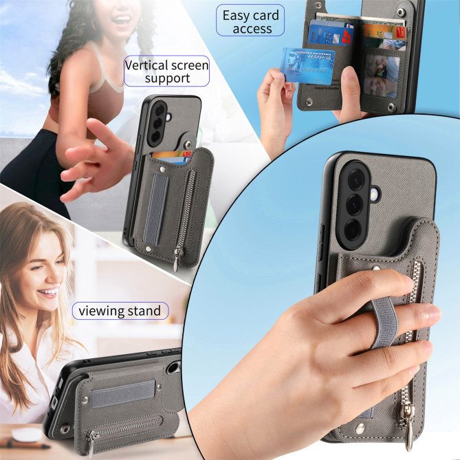 Housse Samsung Galaxy A27 RFID jeans élastique dragonne poignet