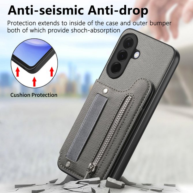 Housse Samsung Galaxy A27 RFID jeans élastique dragonne poignet