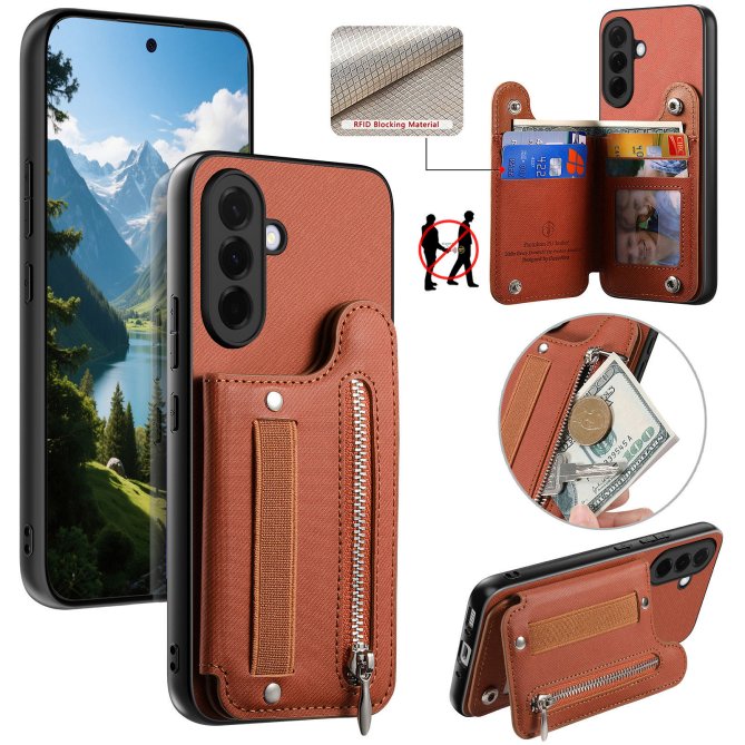 Housse Samsung Galaxy A27 RFID jeans élastique dragonne poignet