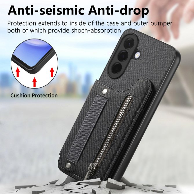 Housse Samsung Galaxy A27 RFID jeans élastique dragonne poignet