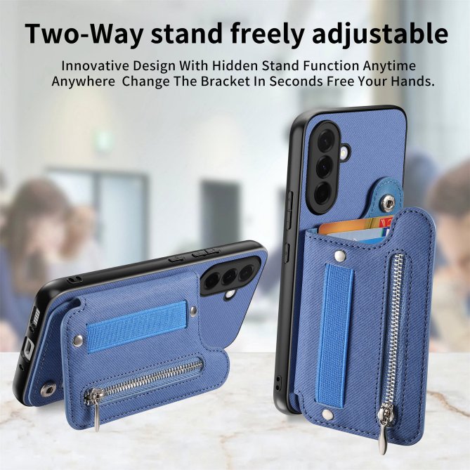 Housse Samsung Galaxy A27 RFID jeans élastique dragonne poignet