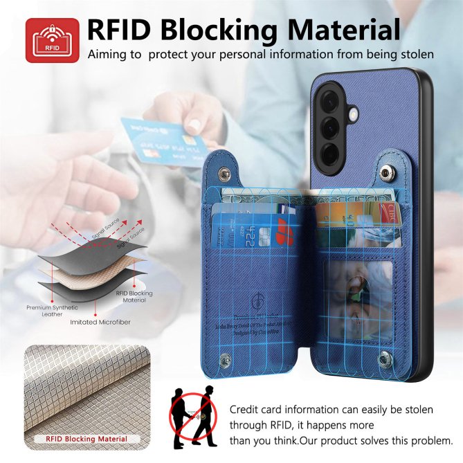 Housse Samsung Galaxy A27 RFID jeans élastique dragonne poignet