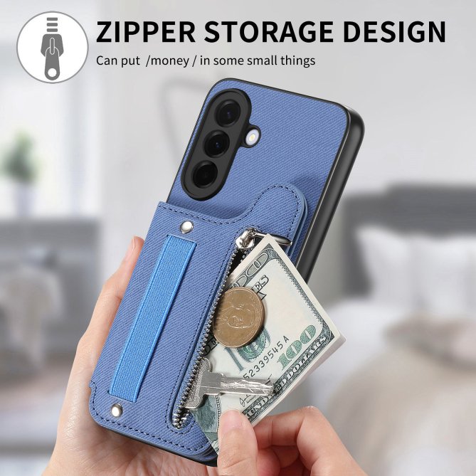 Housse Samsung Galaxy A27 RFID jeans élastique dragonne poignet