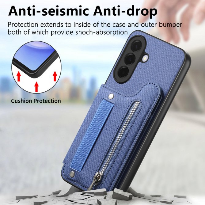 Housse Samsung Galaxy A27 RFID jeans élastique dragonne poignet