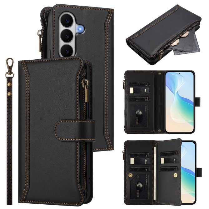 Housse Samsung Galaxy A27 9 cartes zippée béquille dragonne