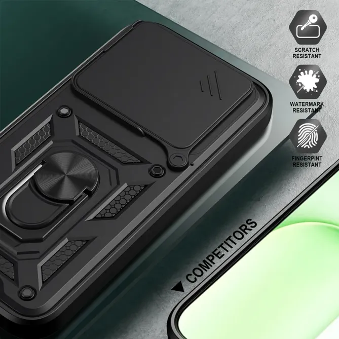 Coque Honor 600 Lite Armor Ring avec Cache Caméra Coulissant