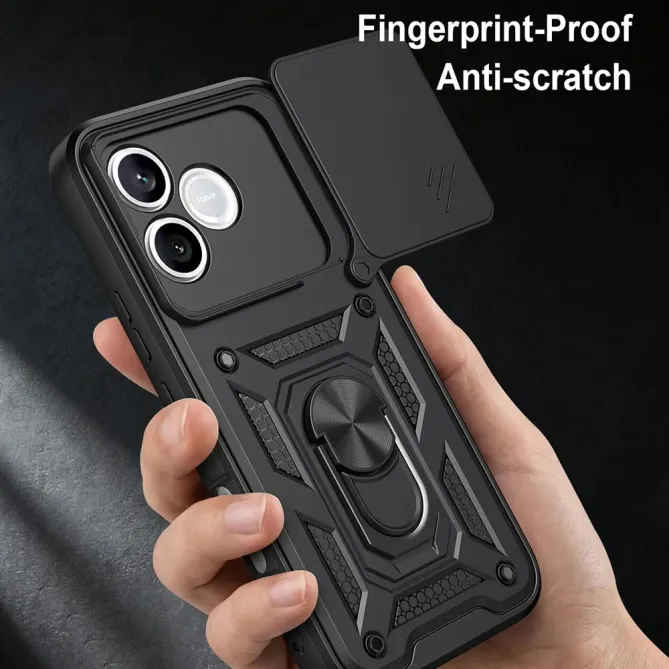 Coque Honor 600 Lite Armor Ring avec Cache Caméra Coulissant