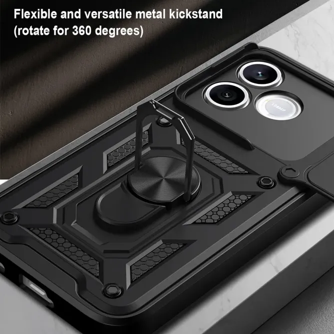 Coque Honor 600 Lite Armor Ring avec Cache Caméra Coulissant