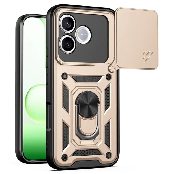 Coque Honor 600 Lite Armor Ring avec Cache Caméra Coulissant