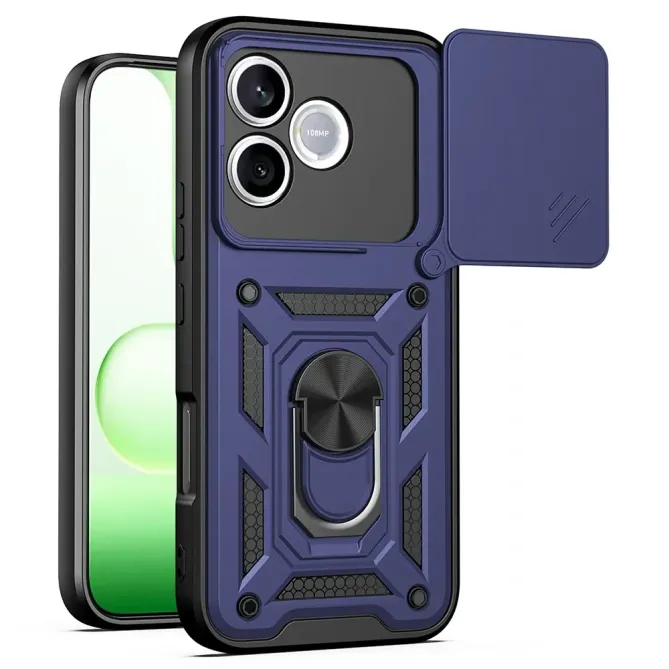 Coque Honor 600 Lite Armor Ring avec Cache Caméra Coulissant