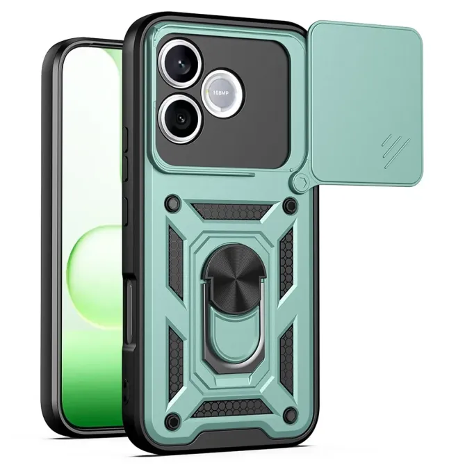 Coque Honor 600 Lite Armor Ring avec Cache Caméra Coulissant