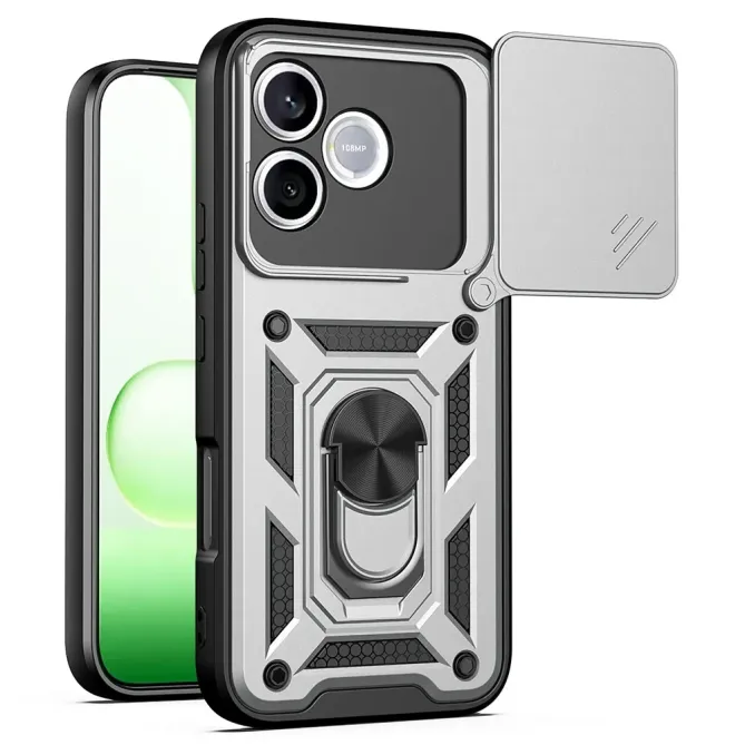 Coque Honor 600 Lite Armor Ring avec Cache Caméra Coulissant