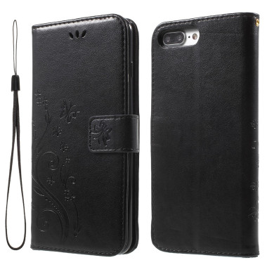 Housse iPhone 8 Plus / 7 Plus cuir papillon portefeuille coloré | Cuir