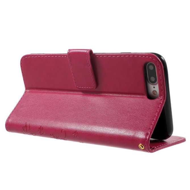 Housse iPhone 8 Plus / 7 Plus cuir papillon portefeuille coloré | Cuir
