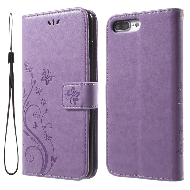 Housse iPhone 8 Plus / 7 Plus cuir papillon portefeuille coloré | Cuir