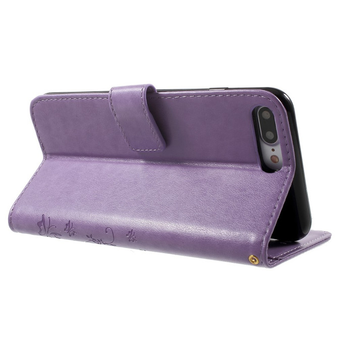 Housse iPhone 8 Plus / 7 Plus cuir papillon portefeuille coloré | Cuir