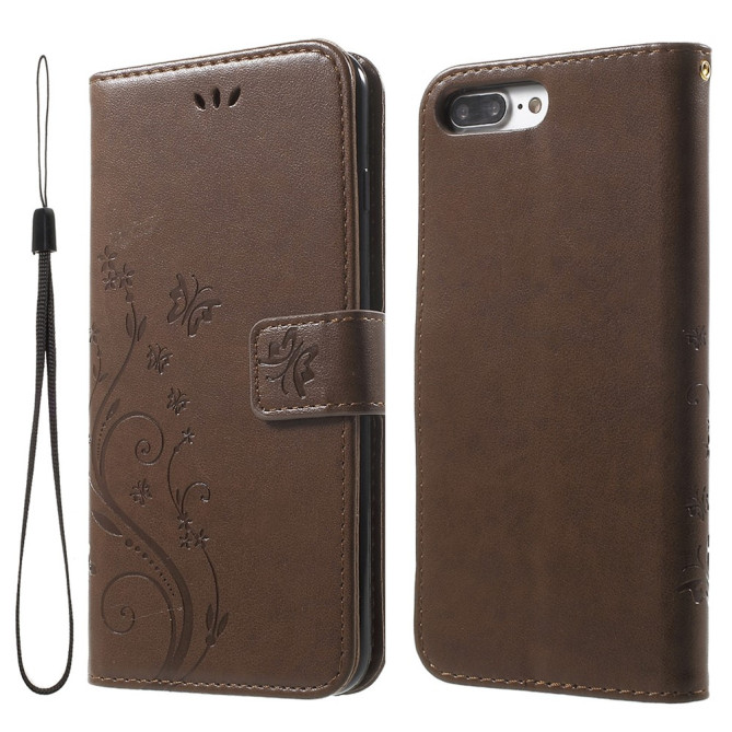 Housse iPhone 8 Plus / 7 Plus cuir papillon portefeuille coloré | Cuir