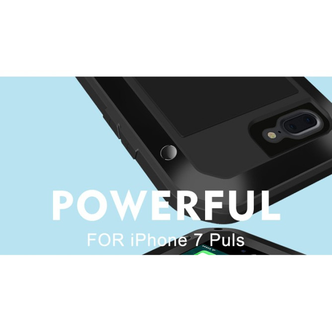 Coque iPhone 8 Plus / 7 Plus IP68 métal silicone waterproof antichoc