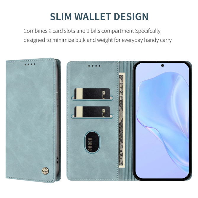 Flip Cover Honor 600 Pro / 600 simili cuir mat anti-RFID avec porte-cartes et support