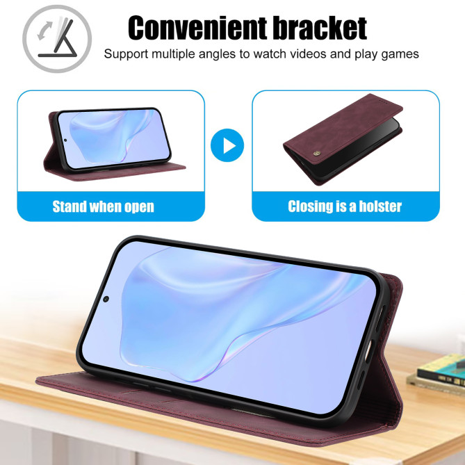 Flip Cover Honor 600 Pro / 600 simili cuir mat anti-RFID avec porte-cartes et support