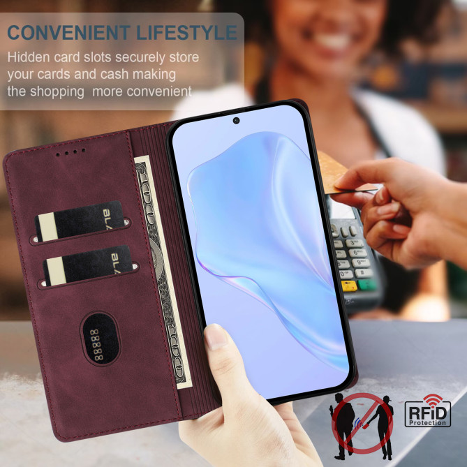 Flip Cover Honor 600 Pro / 600 simili cuir mat anti-RFID avec porte-cartes et support