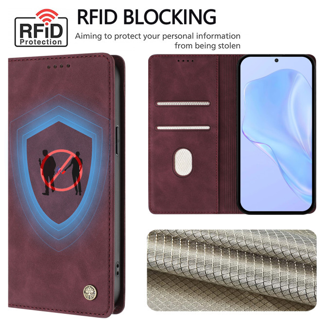 Flip Cover Honor 600 Pro / 600 simili cuir mat anti-RFID avec porte-cartes et support