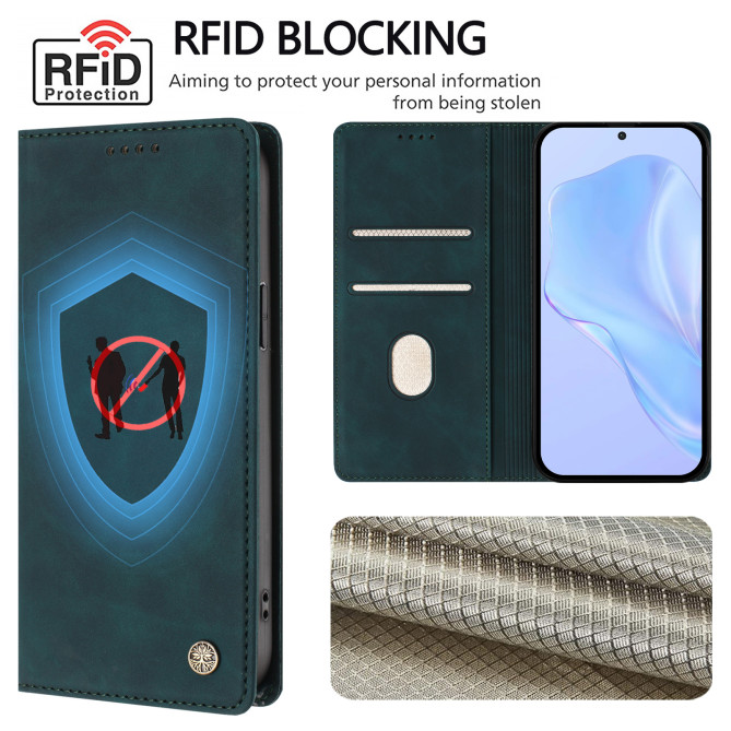 Flip Cover Honor 600 Pro / 600 simili cuir mat anti-RFID avec porte-cartes et support
