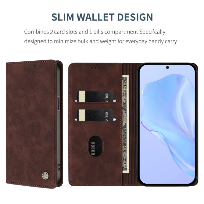 Flip Cover Honor 600 Pro / 600 simili cuir mat anti-RFID avec porte-cartes et support