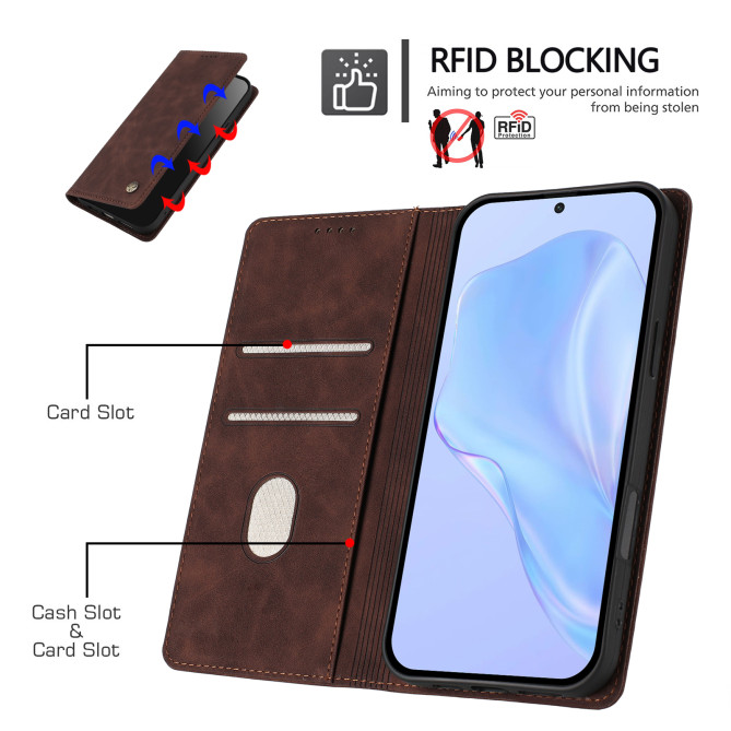 Flip Cover Honor 600 Pro / 600 simili cuir mat anti-RFID avec porte-cartes et support