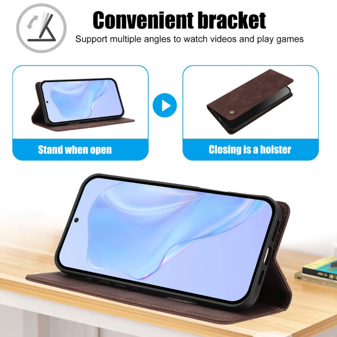 Flip Cover Honor 600 Pro / 600 simili cuir mat anti-RFID avec porte-cartes et support