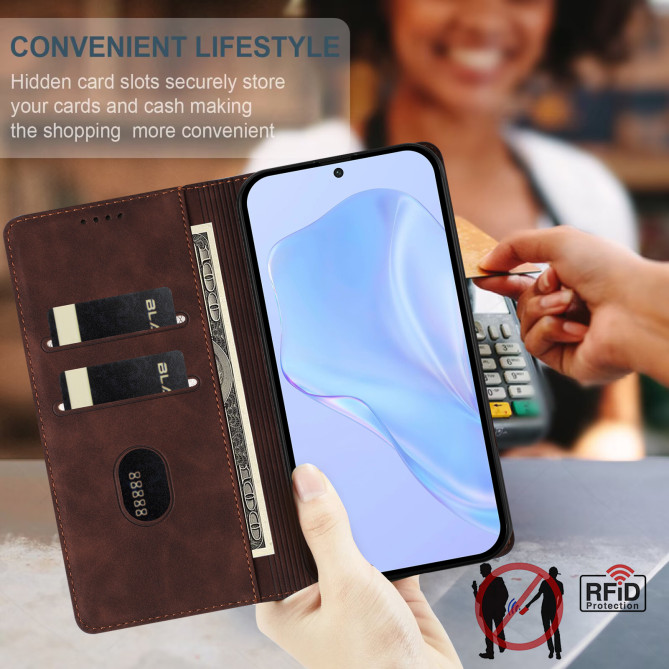 Flip Cover Honor 600 Pro / 600 simili cuir mat anti-RFID avec porte-cartes et support