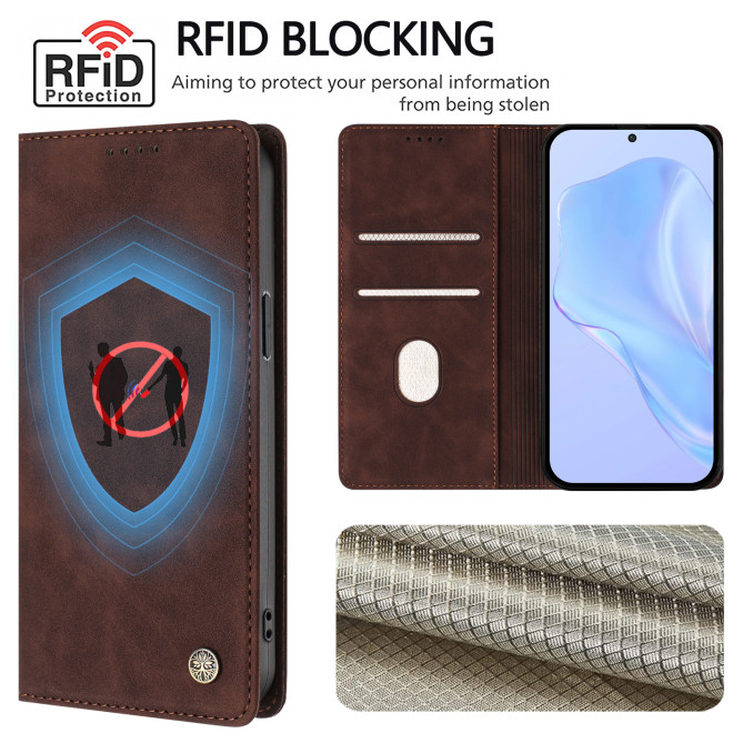 Flip Cover Honor 600 Pro / 600 simili cuir mat anti-RFID avec porte-cartes et support