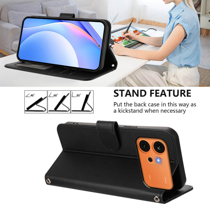 Housse Honor 600 Pro / 600 simili cuir anti-RFID avec porte-cartes et cordon