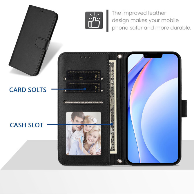 Housse Honor 600 Pro / 600 simili cuir anti-RFID avec porte-cartes et cordon