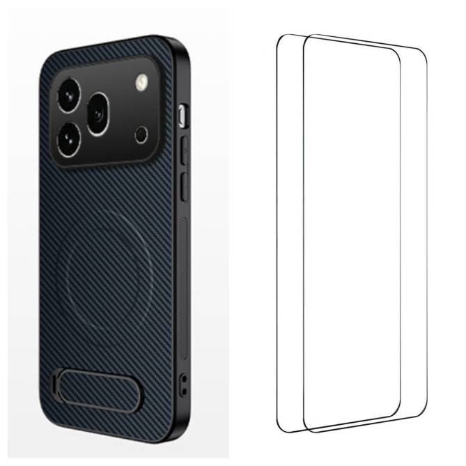 Pack Honor 600 Pro Coque Magnétique Fibre de Carbone avec Support et Verres Trempés