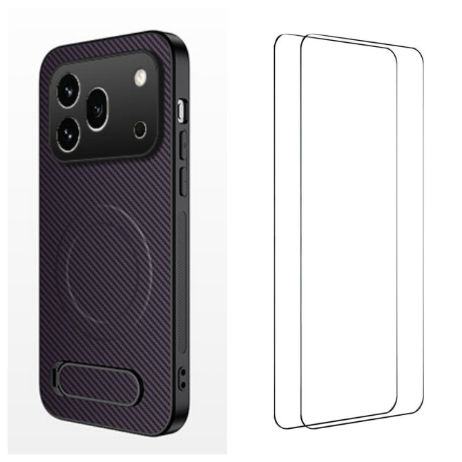 Pack Honor 600 Pro Coque Magnétique Fibre de Carbone avec Support et Verres Trempés