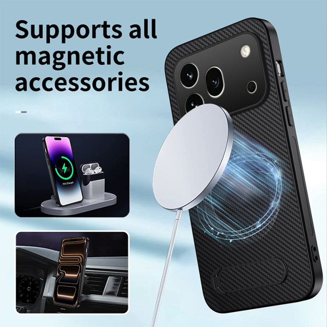Pack Honor 600 Pro Coque Magnétique Fibre de Carbone avec Support et Verres Trempés