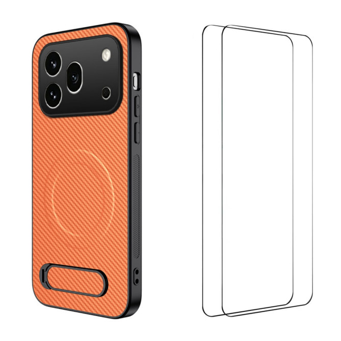 Pack Honor 600 Pro Coque Magnétique Fibre de Carbone avec Support et Verres Trempés