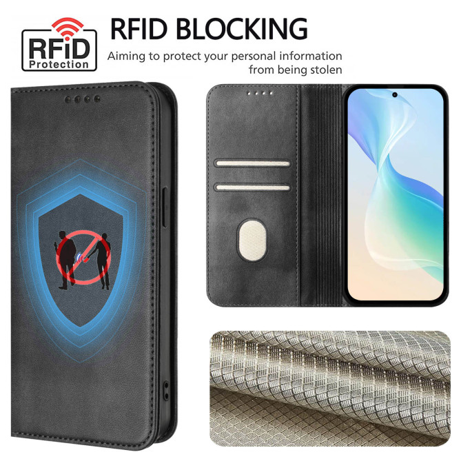 Housse Honor 600 Pro / 600 simili cuir rétro avec porte-cartes anti-RFID et support