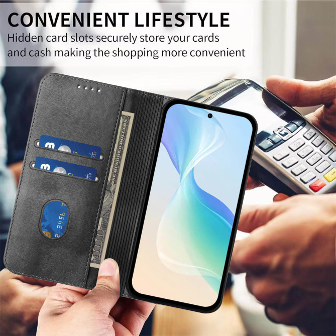 Housse Honor 600 Pro / 600 simili cuir rétro avec porte-cartes anti-RFID et support