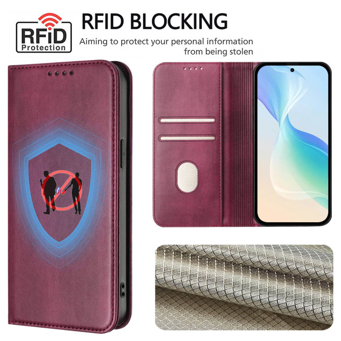 Housse Honor 600 Pro / 600 simili cuir rétro avec porte-cartes anti-RFID et support