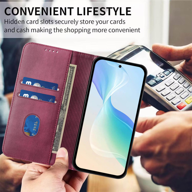 Housse Honor 600 Pro / 600 simili cuir rétro avec porte-cartes anti-RFID et support