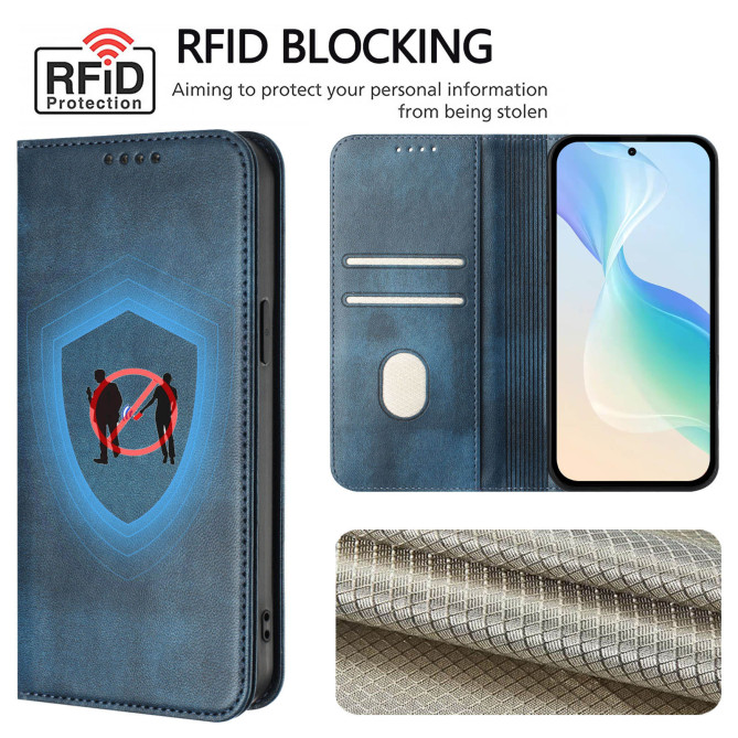 Housse Honor 600 Pro / 600 simili cuir rétro avec porte-cartes anti-RFID et support