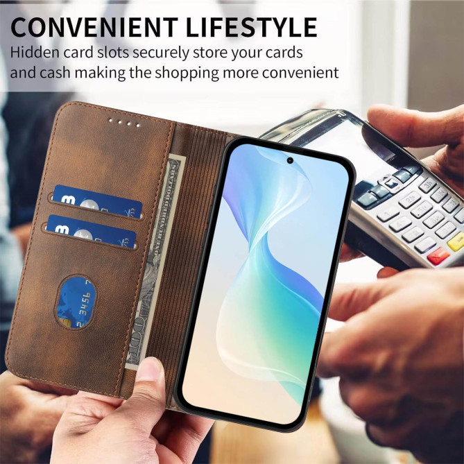 Housse Honor 600 Pro / 600 simili cuir rétro avec porte-cartes anti-RFID et support