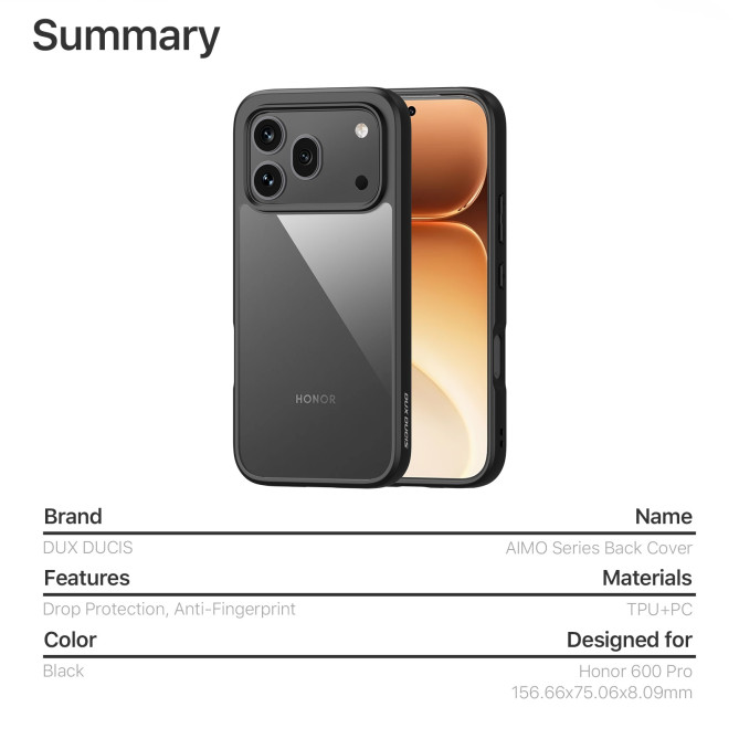 Coque Honor 600 Pro / 600 Aimo Series Transparente