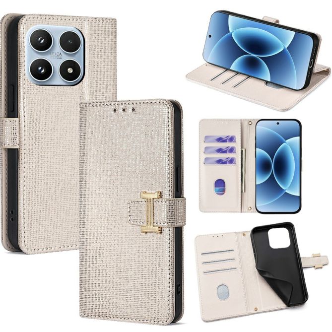 Housse Xiaomi 17 simili cuir effet pailleté avec boucle métallique